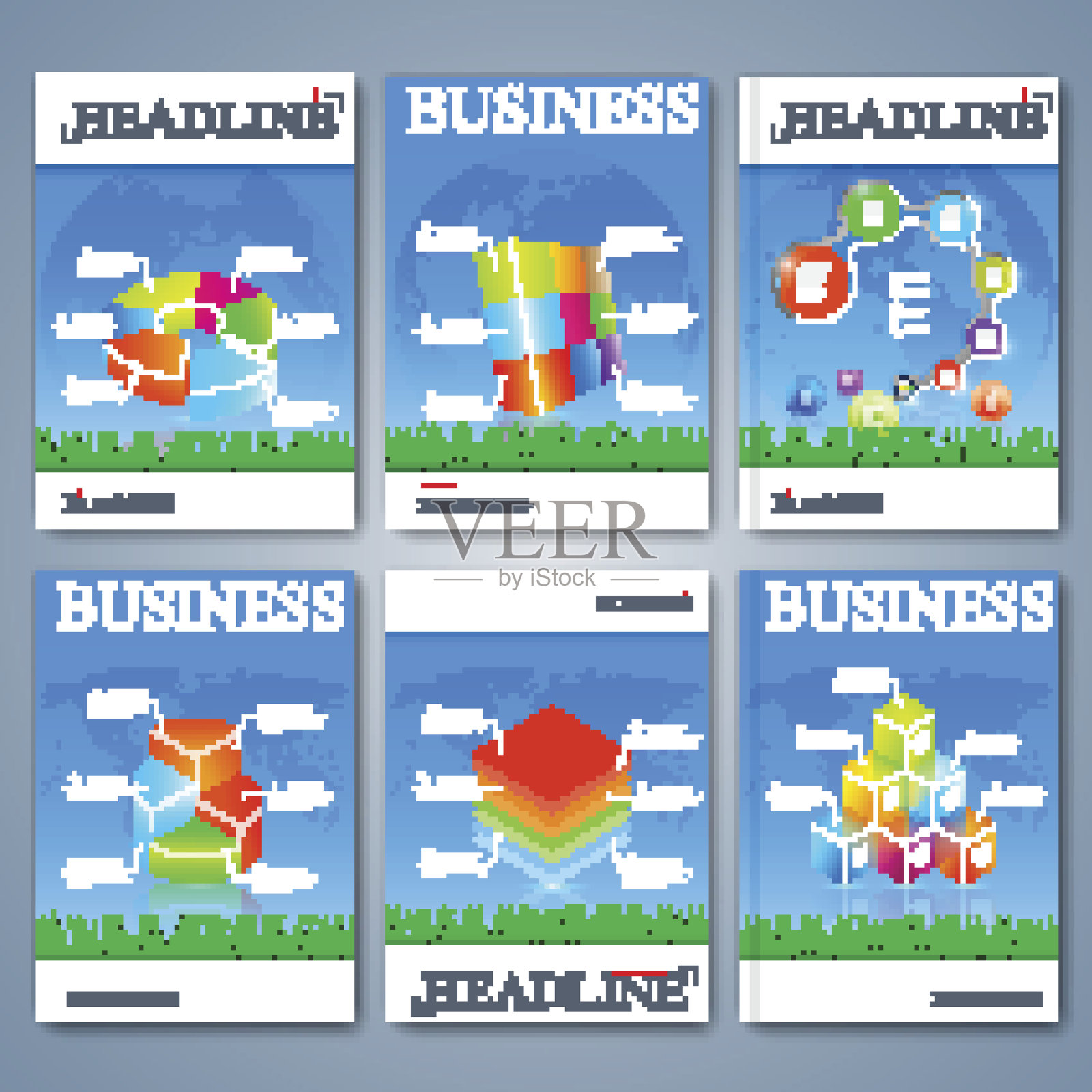 现代矢量集的小册子，杂志，传单，小册子，封面或插画图片素材