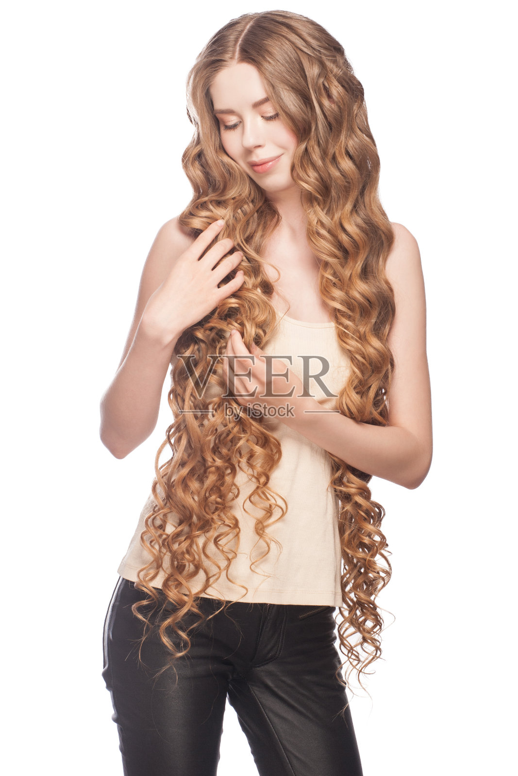 长卷发的女人照片摄影图片