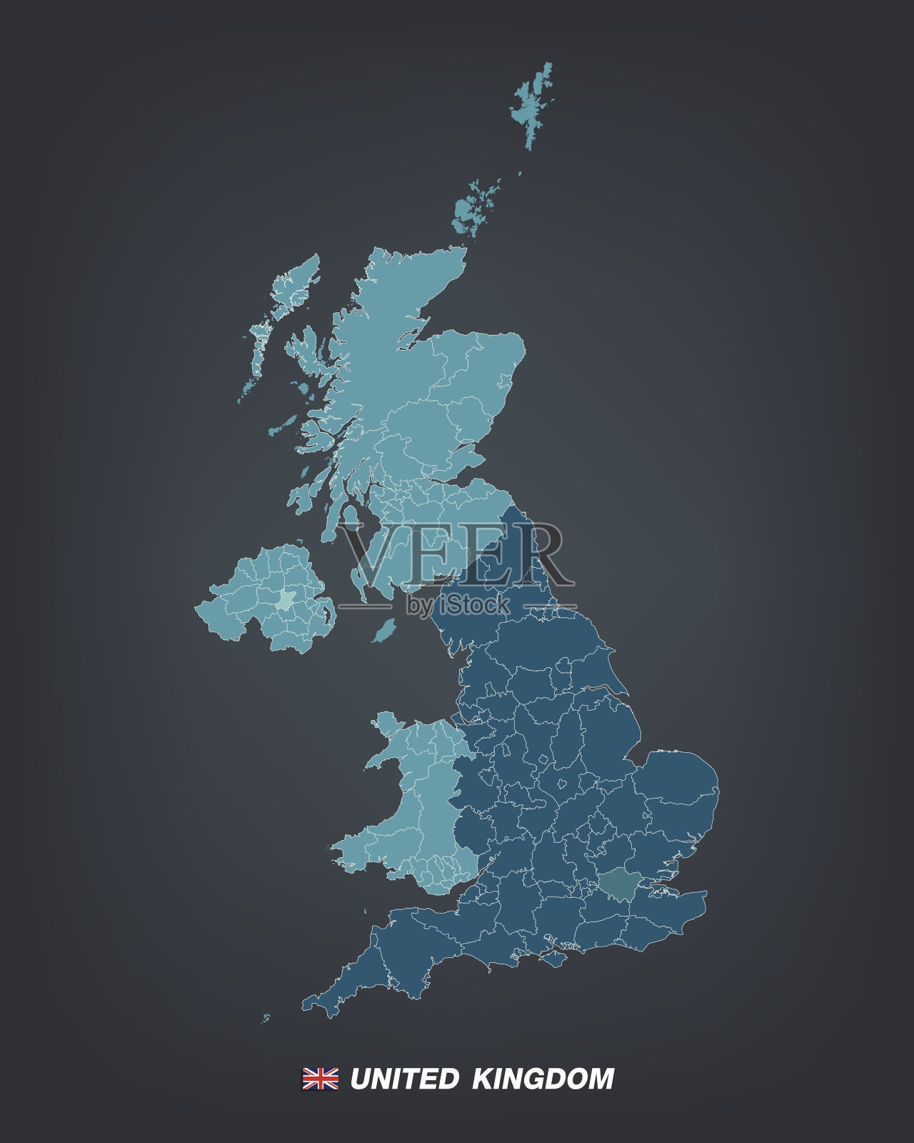 英国的高详细地图插画图片素材