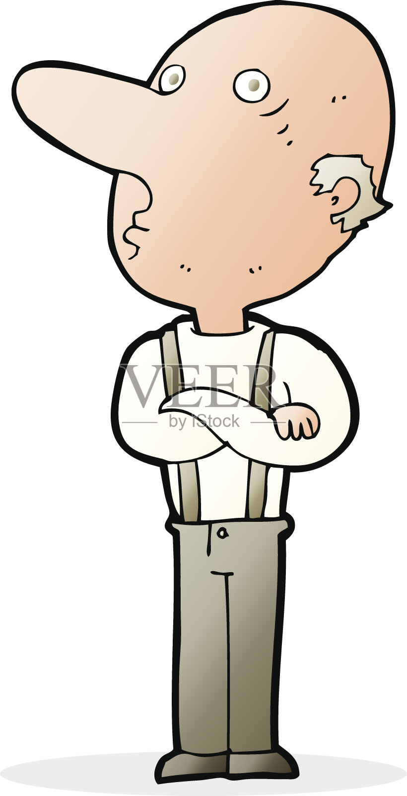 抱着胳膊的卡通老人设计元素图片