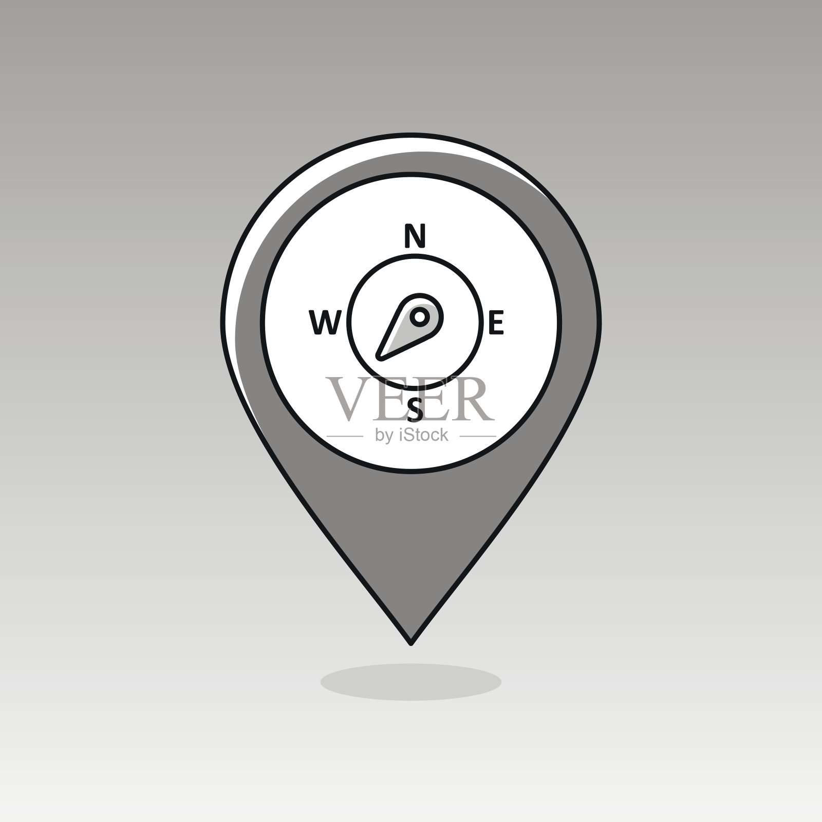 罗盘风玫瑰针地图图标。天气设计元素图片