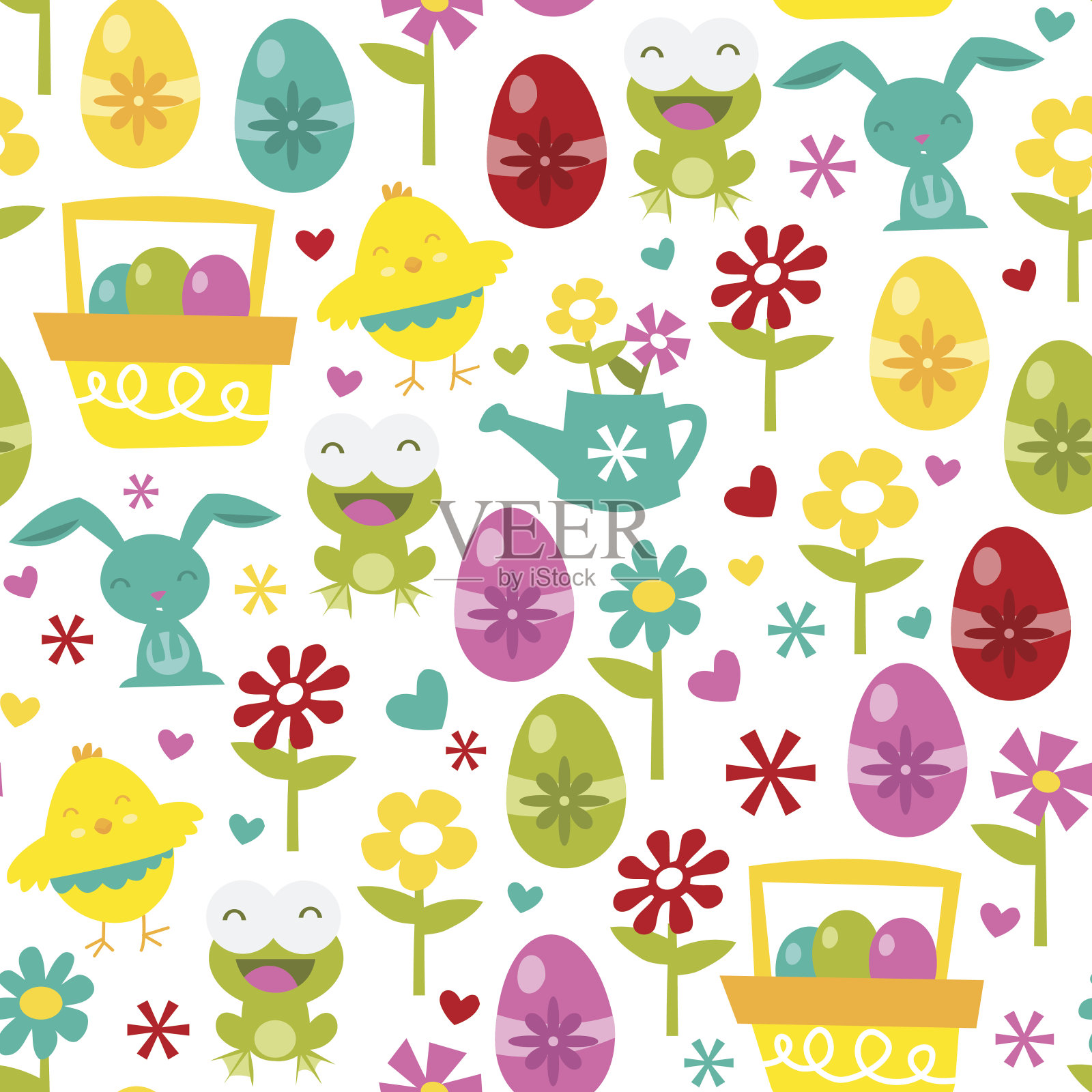 复活节快乐爱情无缝模式背景插画图片素材