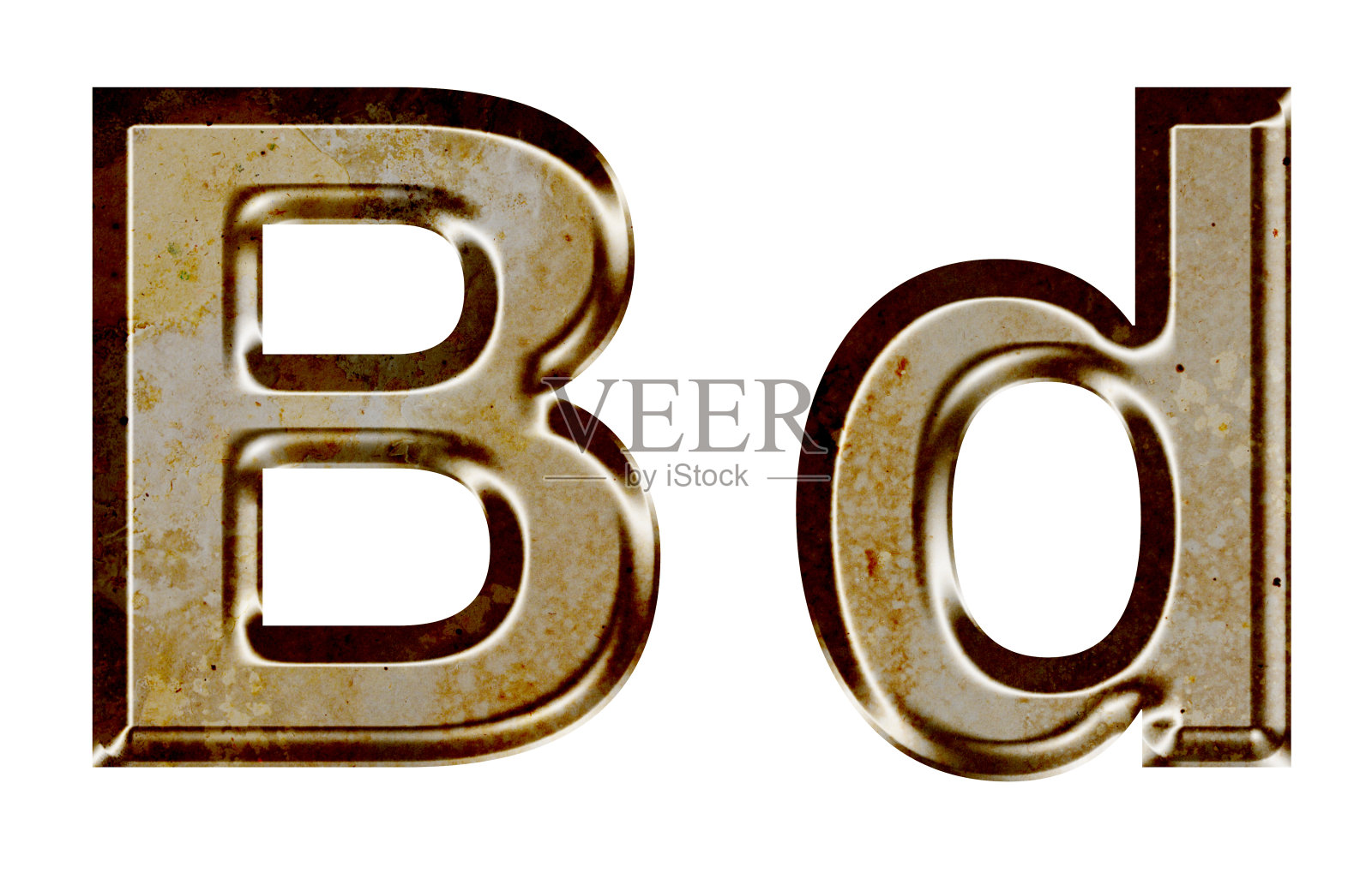 古老的银色金属字母B,d在白色背景上照片摄影图片