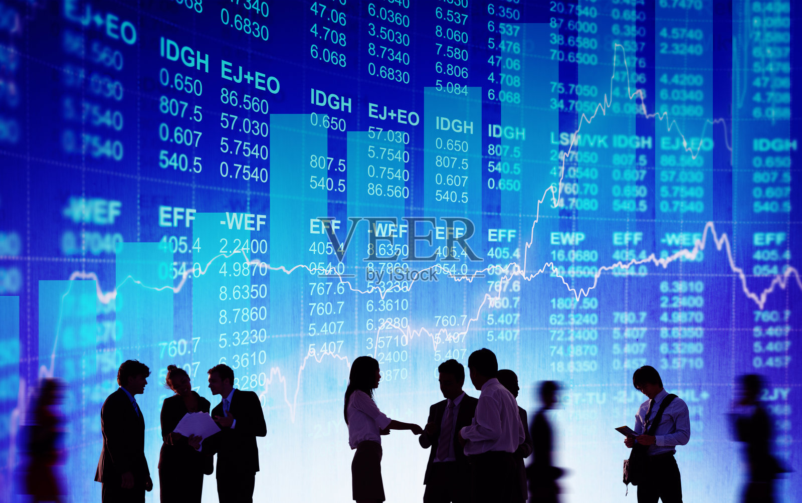 商务人士讨论股市概念剪影照片摄影图片