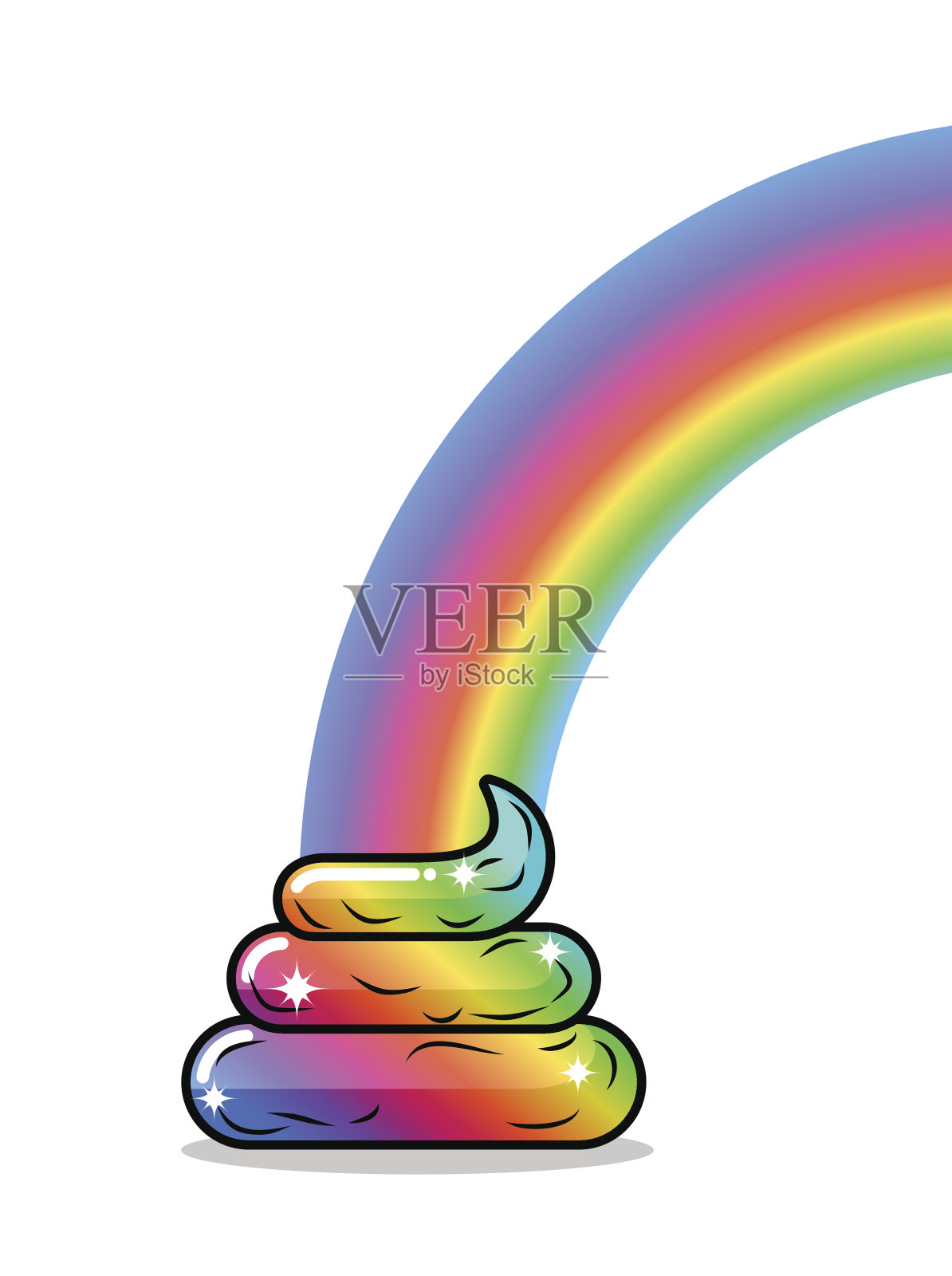 粪独角兽和彩虹。彩虹拉屎的样子妙极了插画图片素材