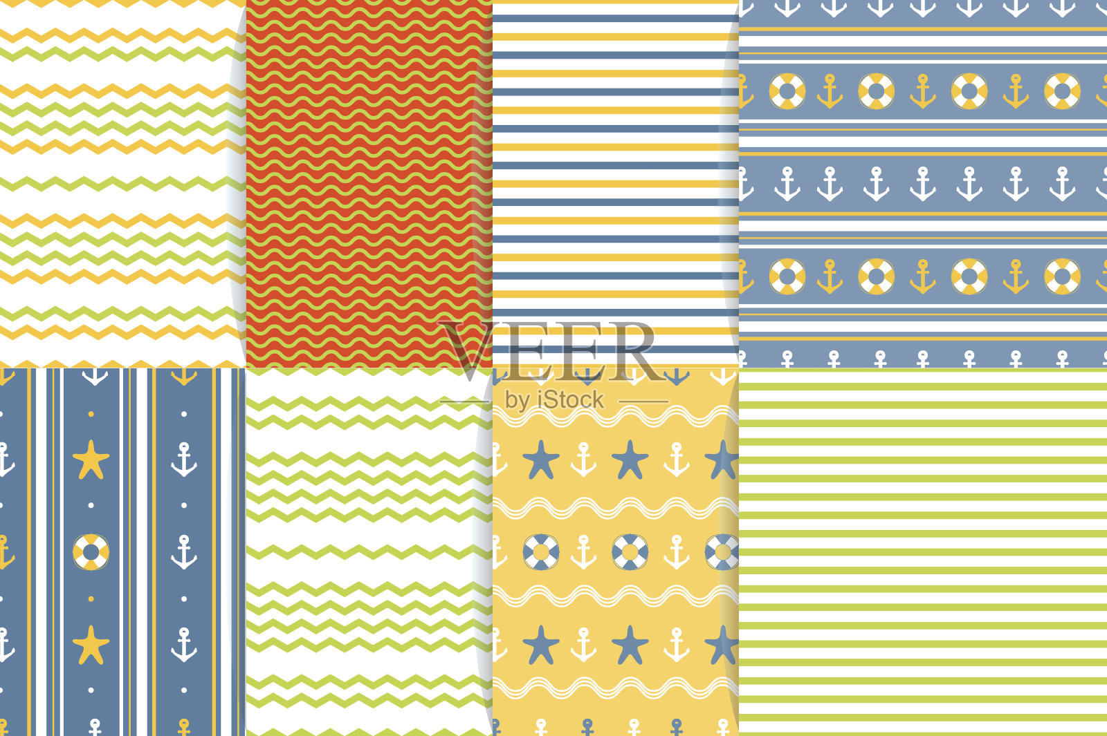 航海无缝模式收集。插画图片素材