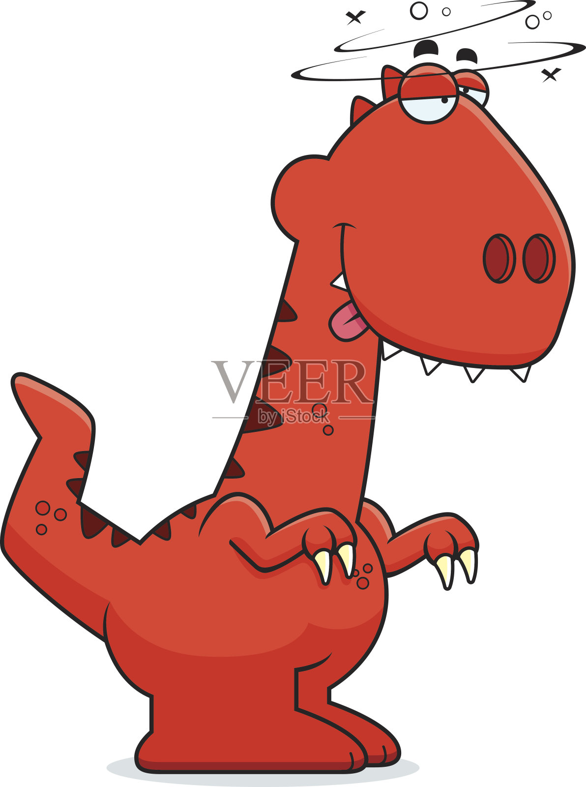 喝醉了卡通迅猛龙插画图片素材