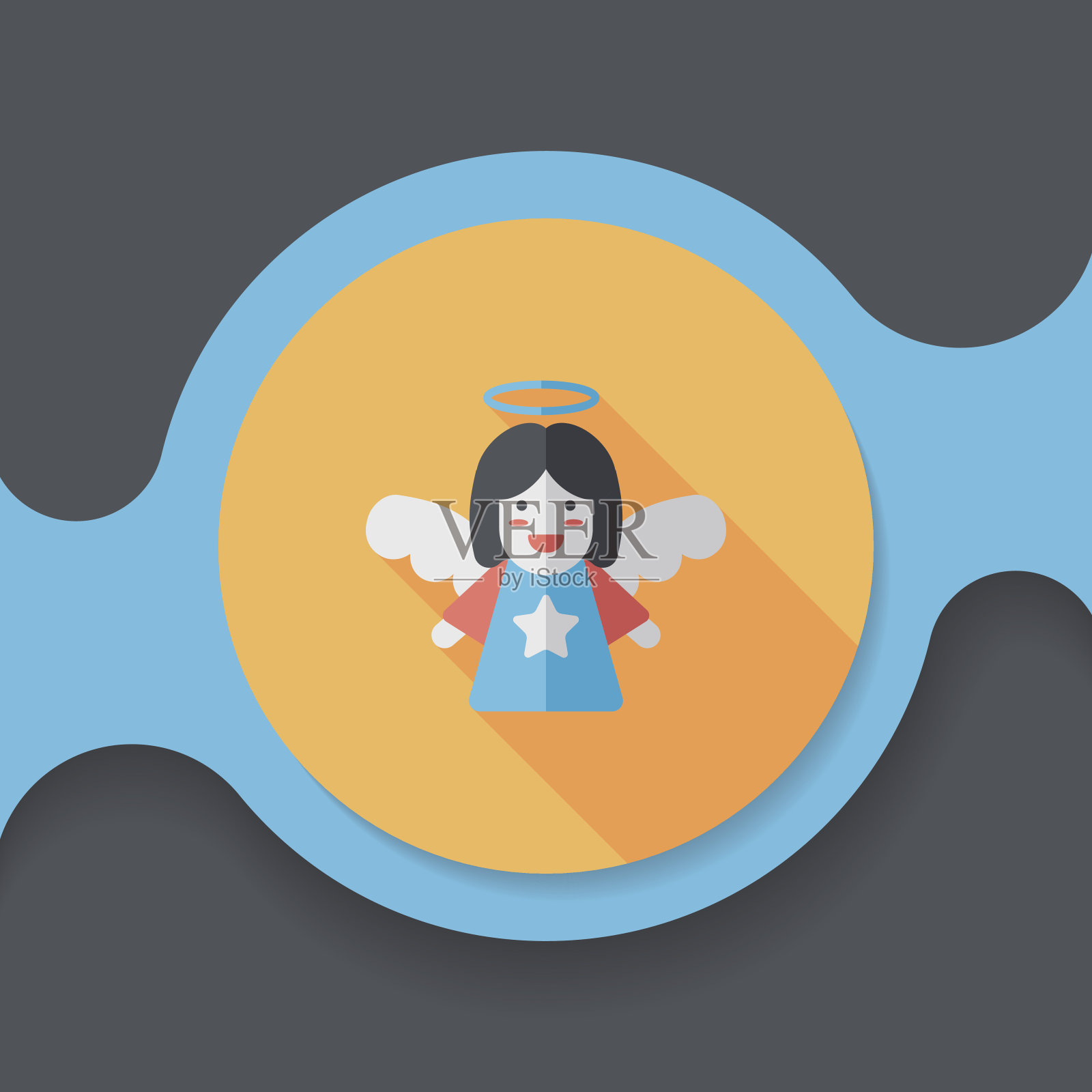 天使平面图标与长阴影，eps10插画图片素材