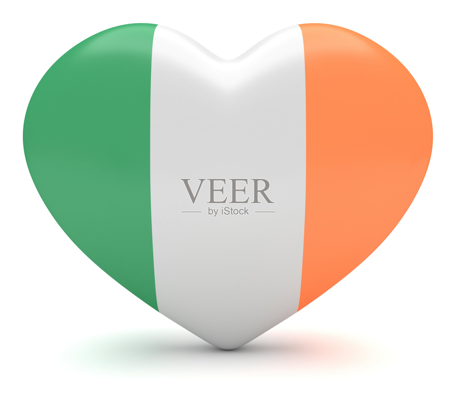 爱爱尔兰:爱尔兰国旗心，3d插图照片摄影图片