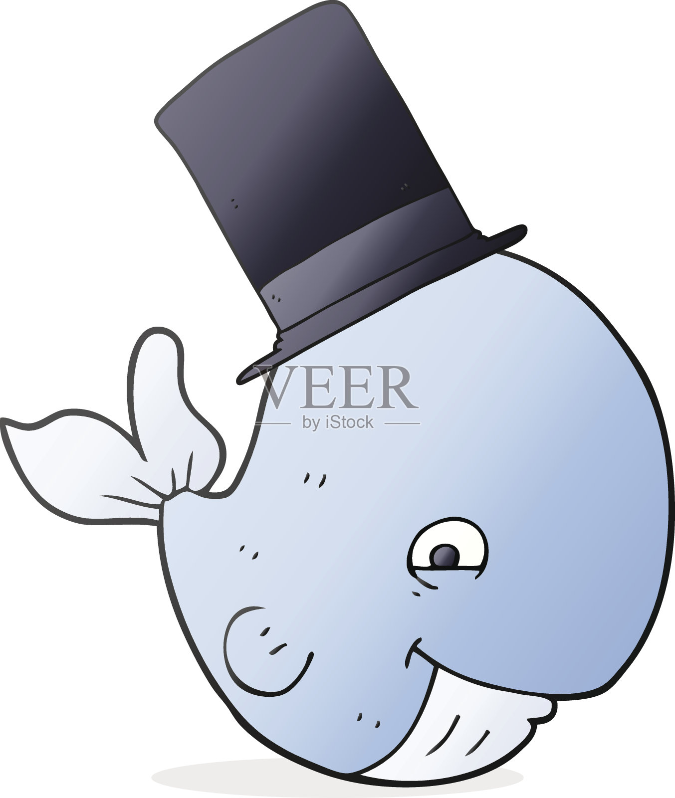 戴大礼帽的卡通鲸鱼设计元素图片