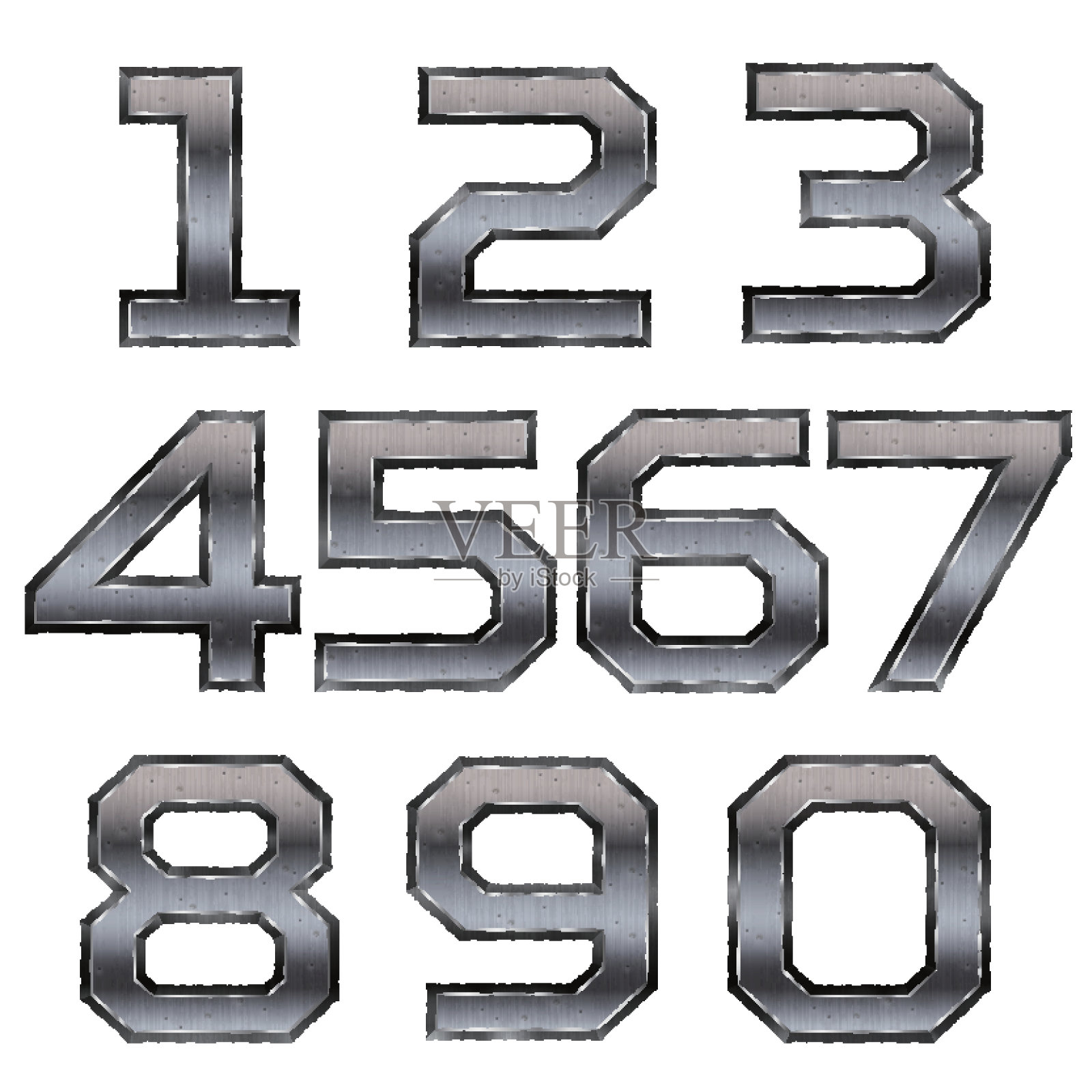 金属数字组插画图片素材