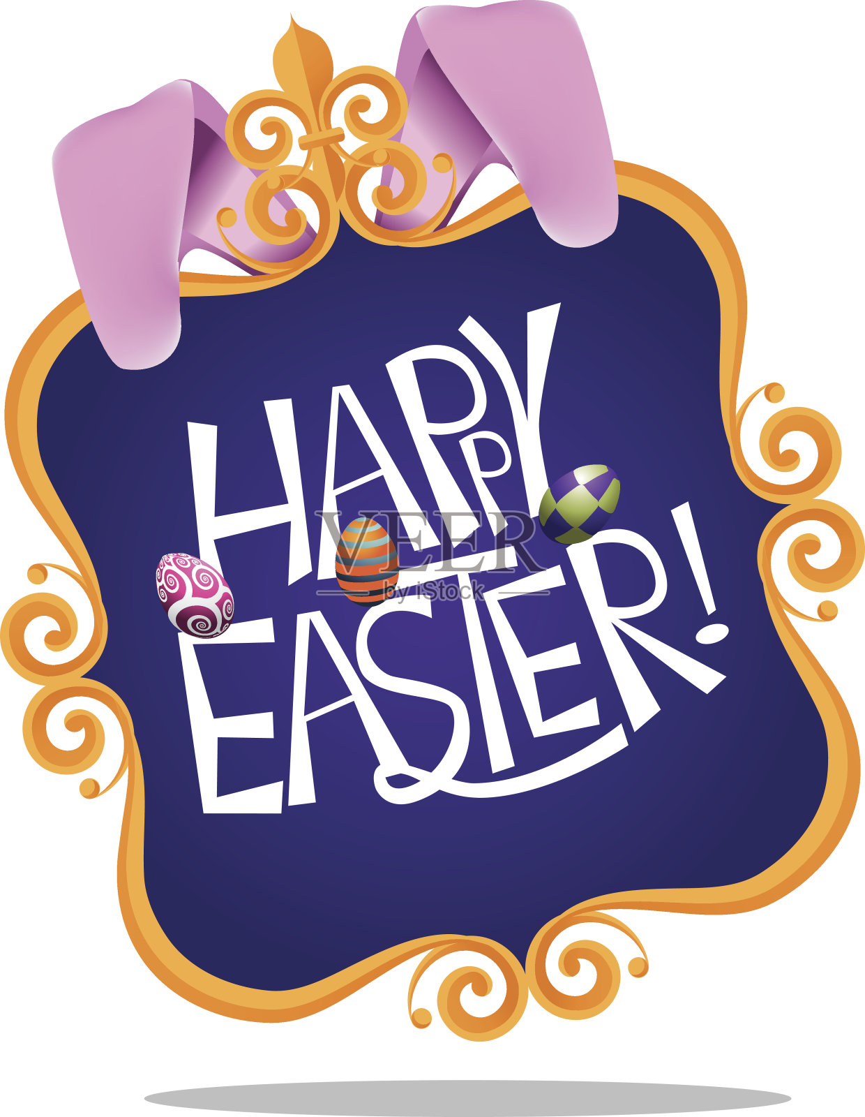 金框复活节快乐设计孤立设计模板素材