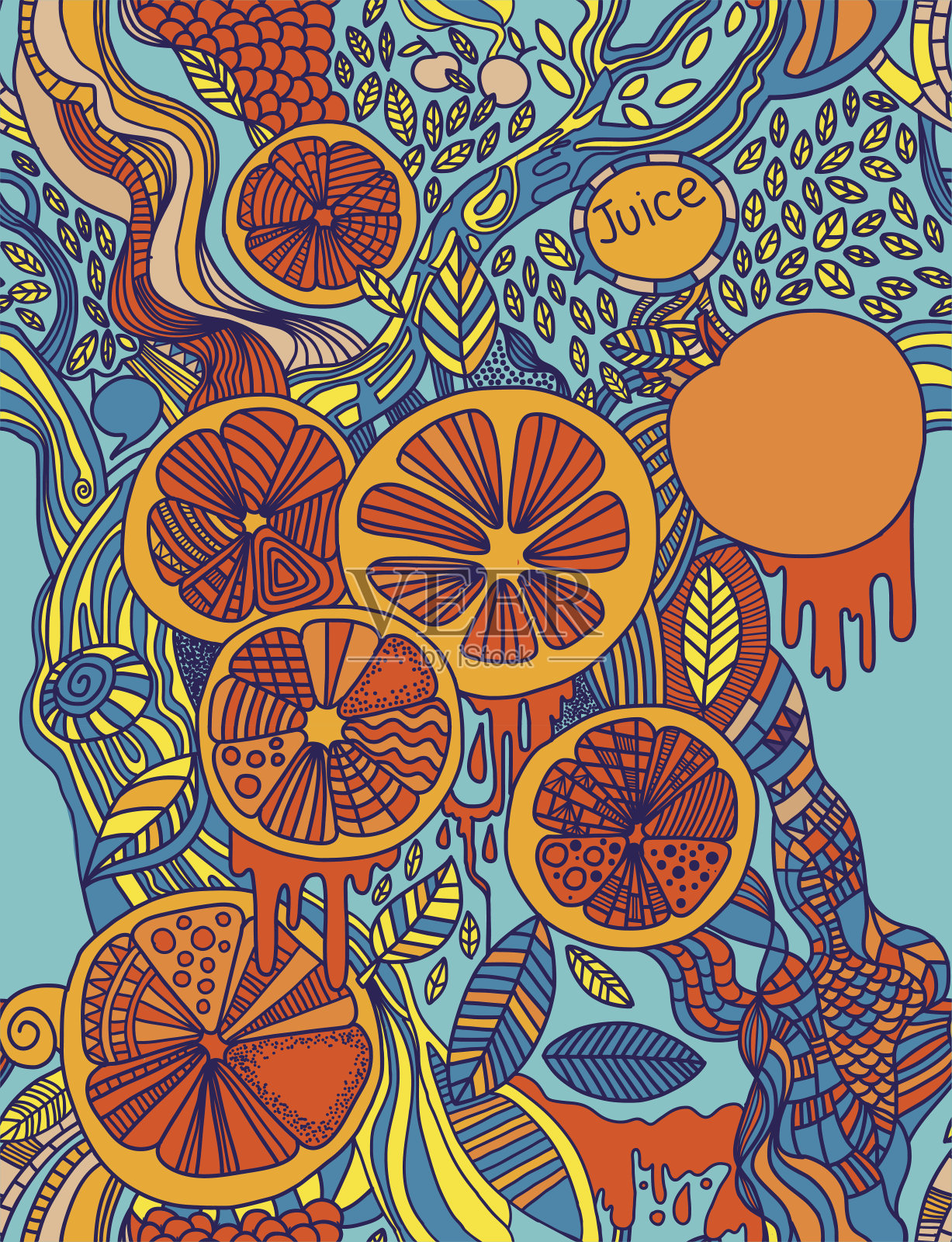 无缝模式。向量橙子的设计。插画图片素材