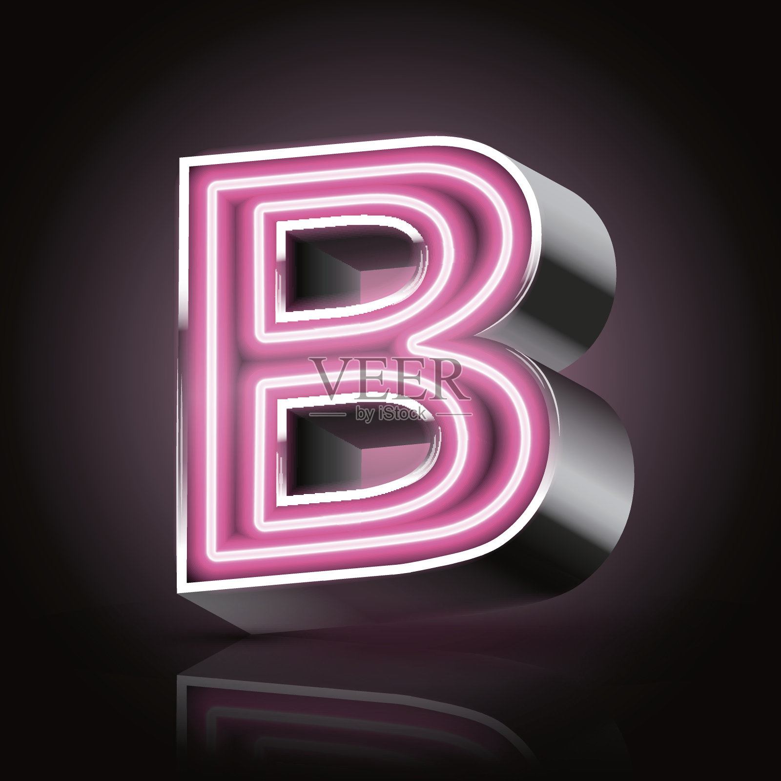 3d粉色霓虹灯字母b