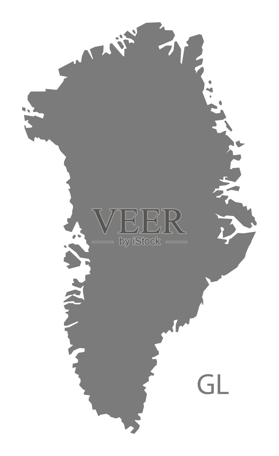 格陵兰岛地图灰色插画图片素材