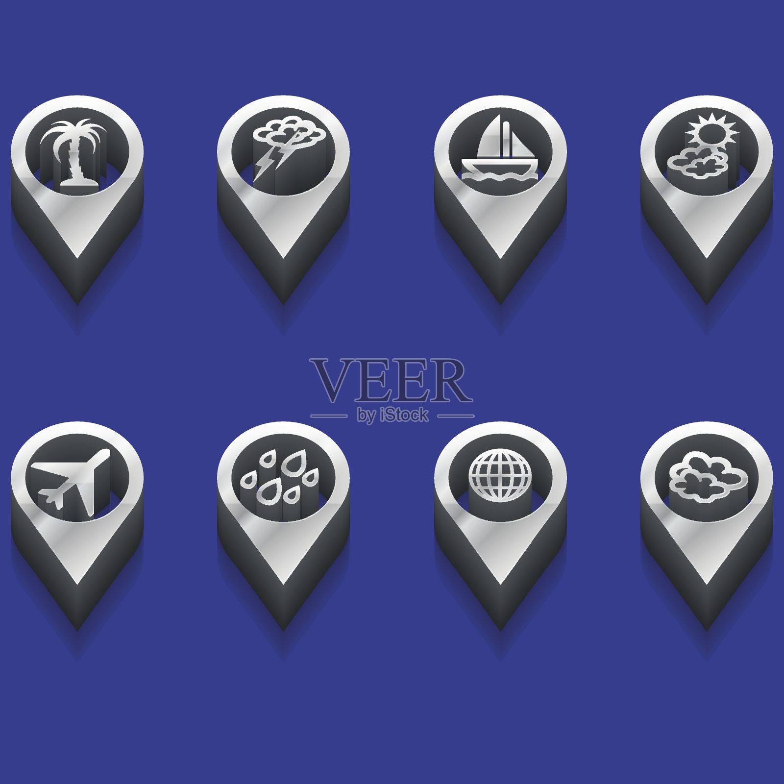 天气和旅游符号在3d插画图片素材