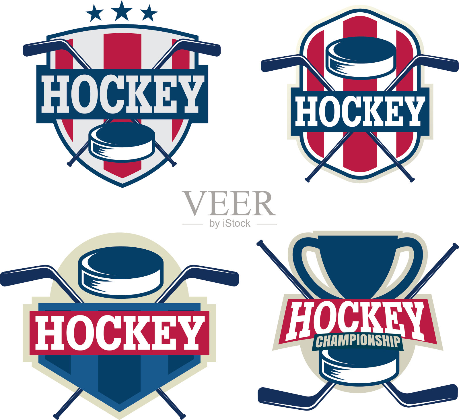 曲棍球标志集，运动身份，团队，比赛。设计元素图片