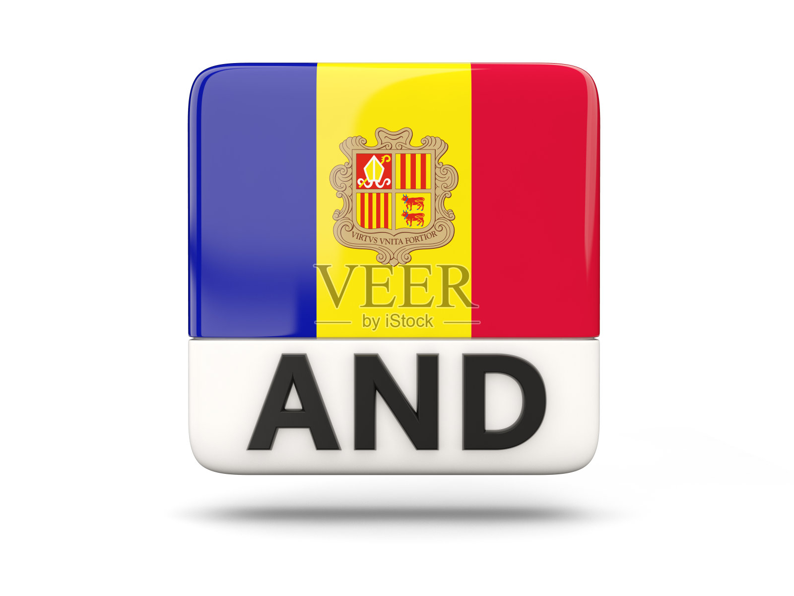 带有安道尔旗的方形图标照片摄影图片