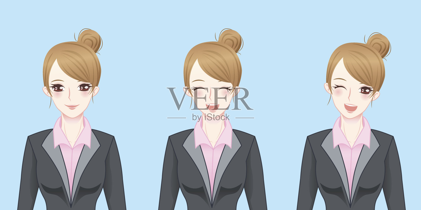 卡通女商人笑得很开心插画图片素材