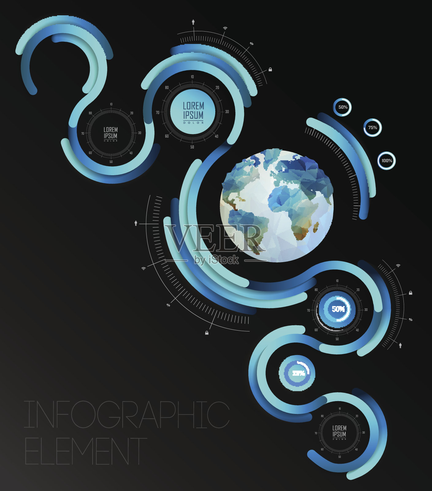 透明平面网站，商业信息图插画图片素材