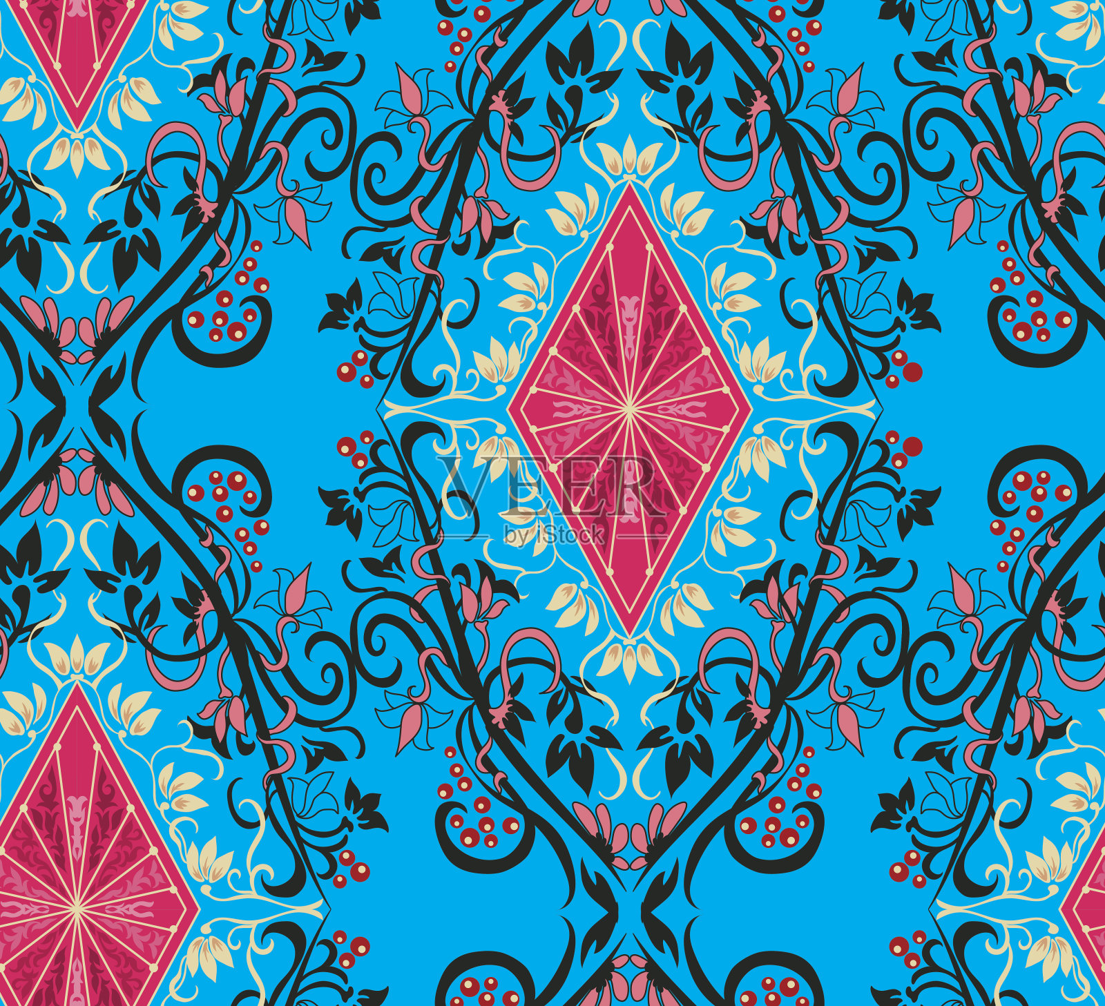 无缝图案复古风格插画图片素材