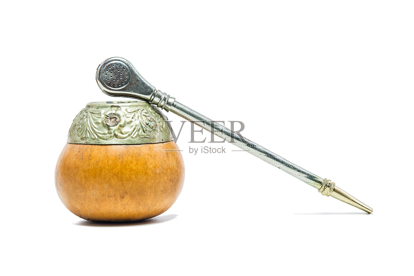 巴拉圭茶的葫芦和炸豆照片摄影图片