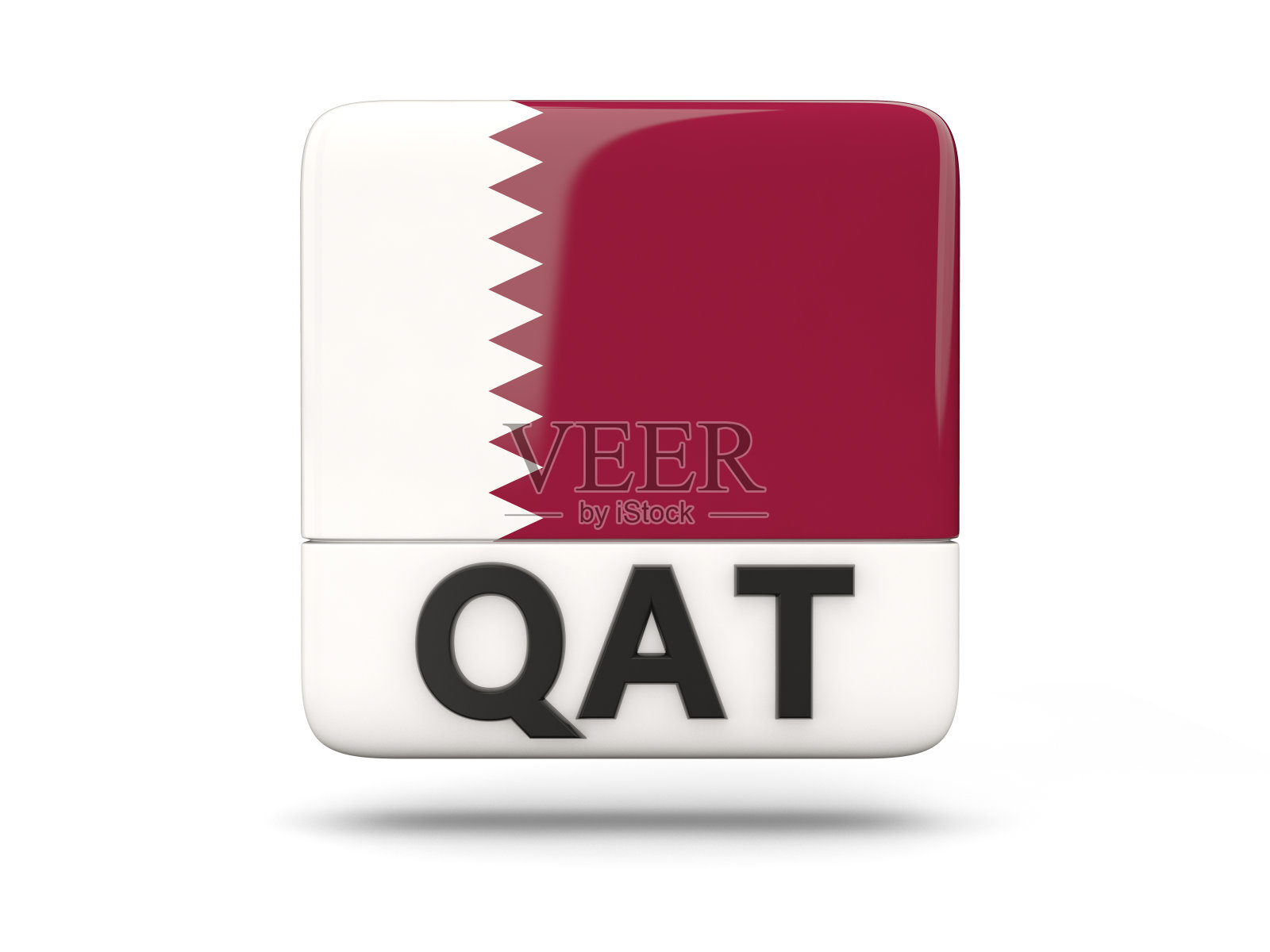 卡塔尔国旗方形图标照片摄影图片
