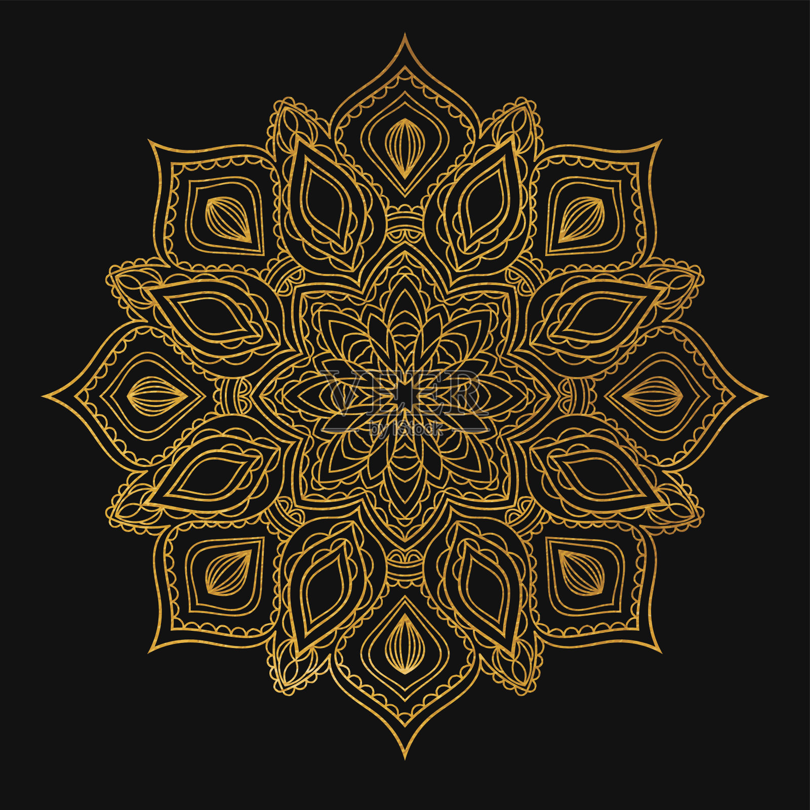 民族装饰圆形金坛。插画图片素材