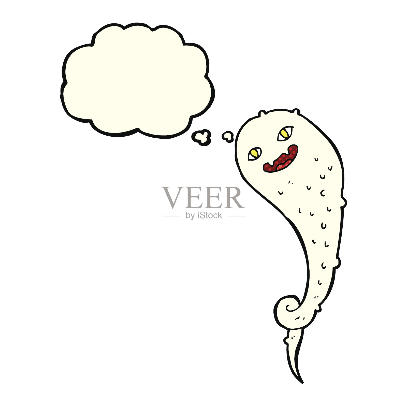 卡通幽灵与思想泡泡插画图片素材