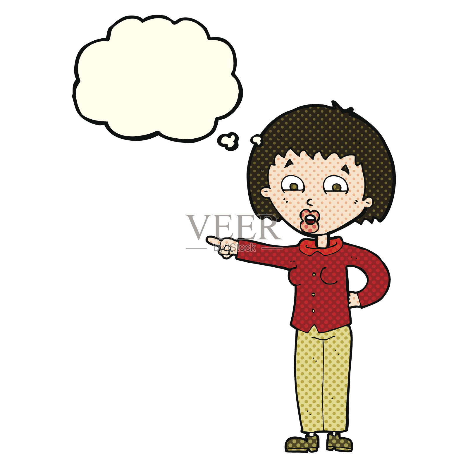 卡通用思想泡泡指着女人插画图片素材