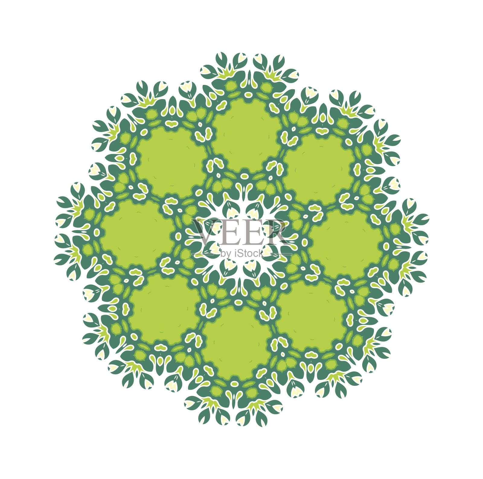 绿色艺术曼荼罗插画图片素材