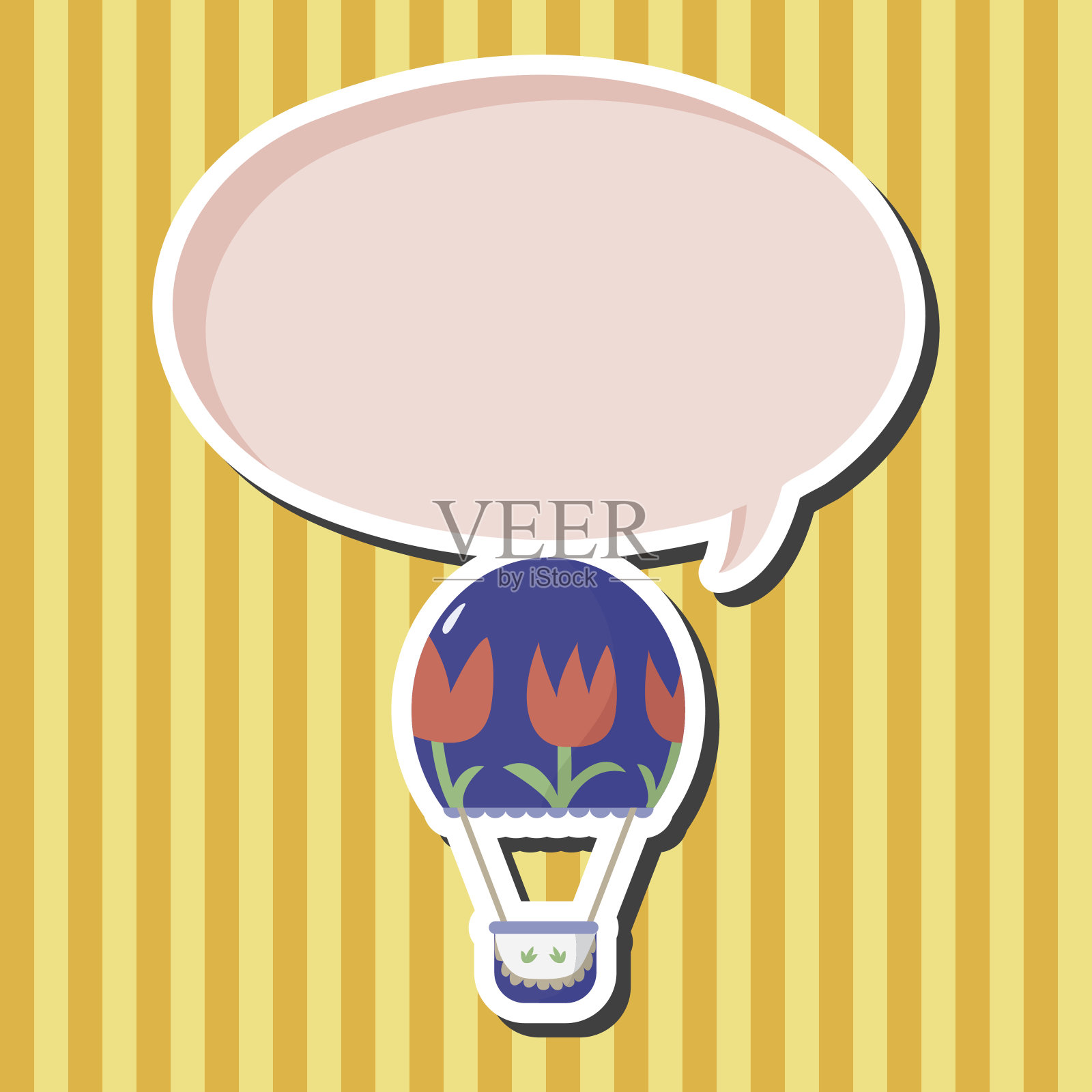 风格热气球主题元素向量，eps插画图片素材