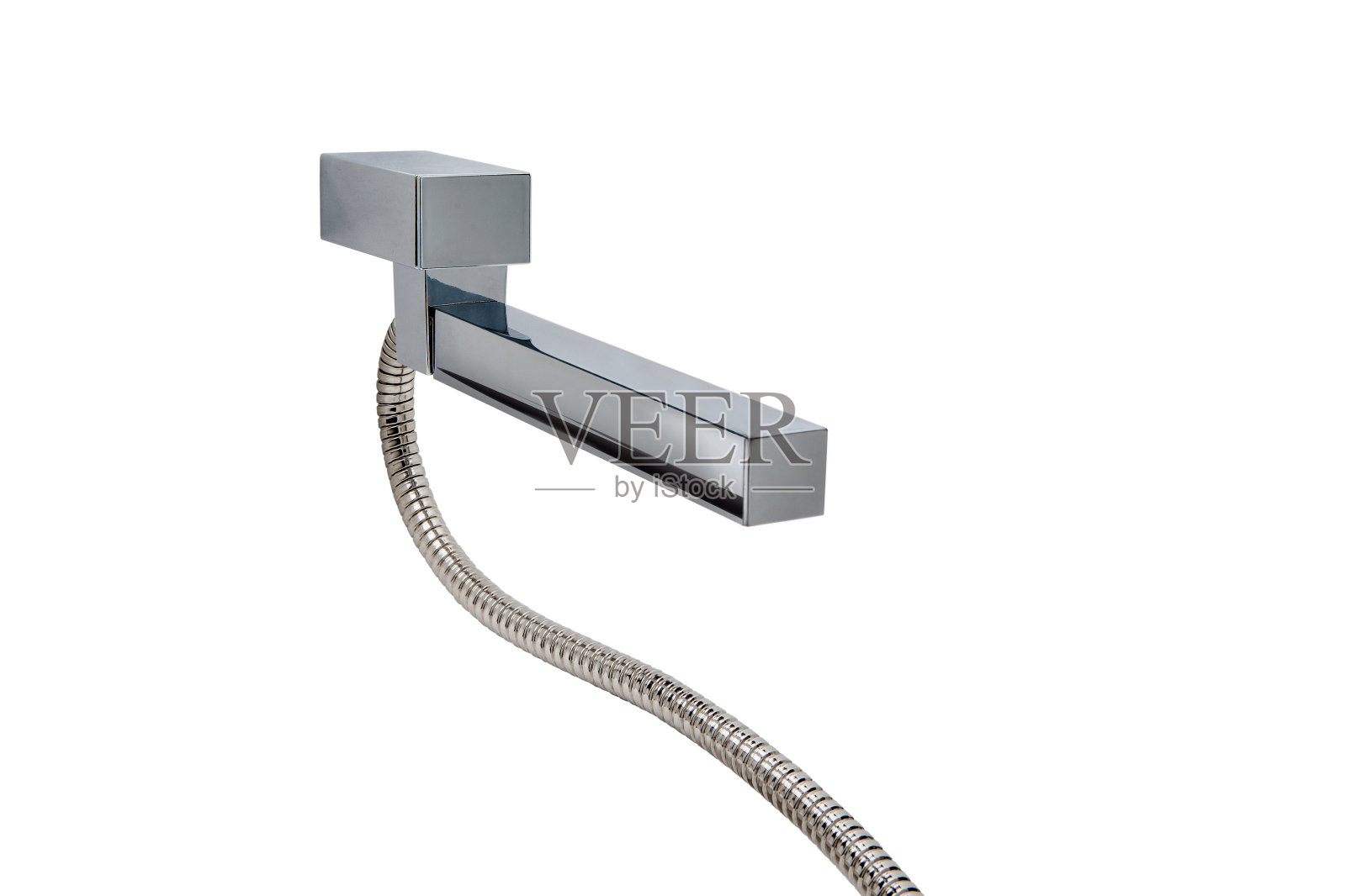 带软管的铬合金搅拌机龙头照片摄影图片