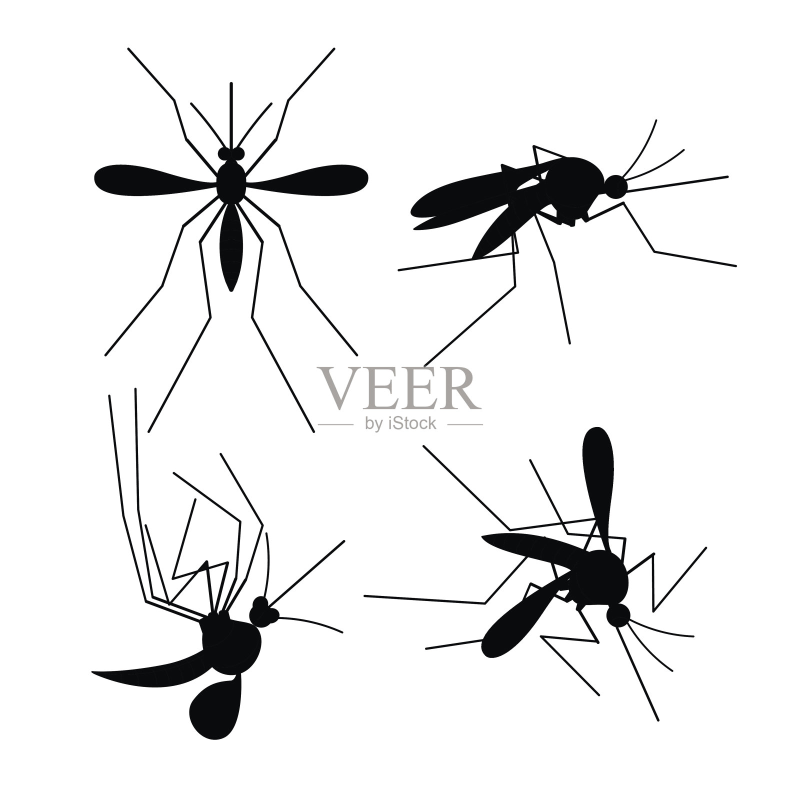 病媒死蚊黑色剪影集群设计元素图片