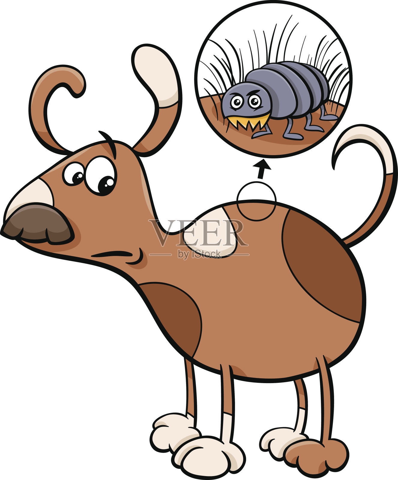 狗和跳蚤卡通插图插画图片素材