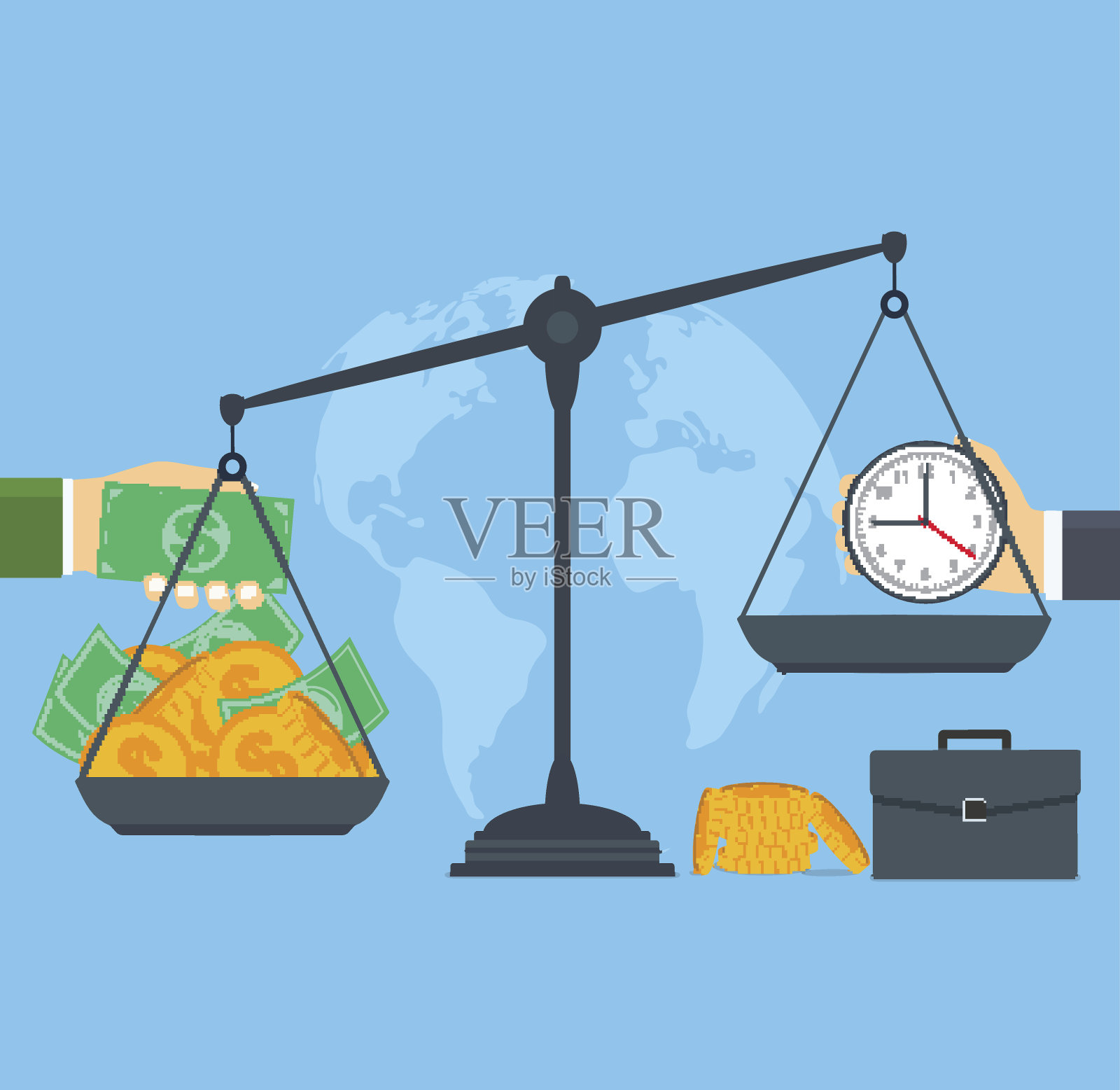 时间和金钱的规模，概念业务人员。插画图片素材