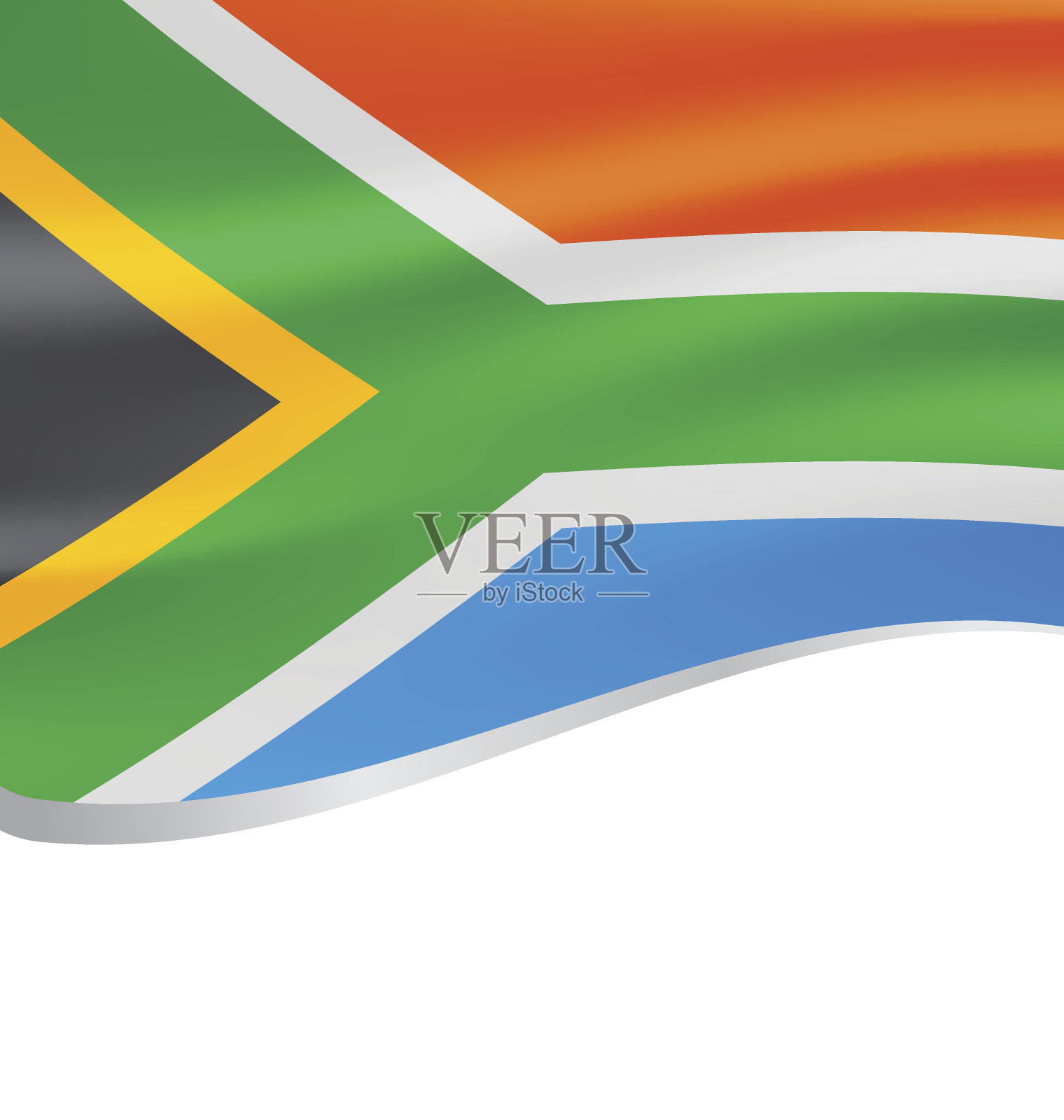 飘扬的南非国旗孤立在白色插画图片素材