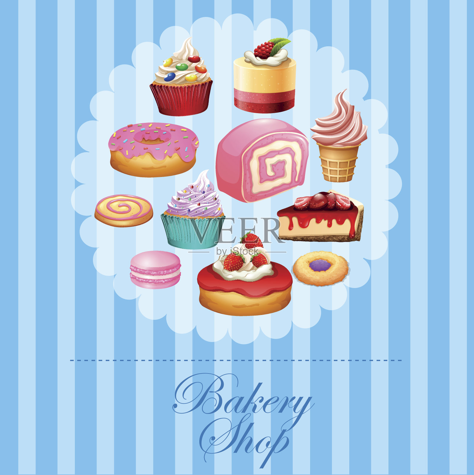 横幅设计不同种类的甜点插画图片素材