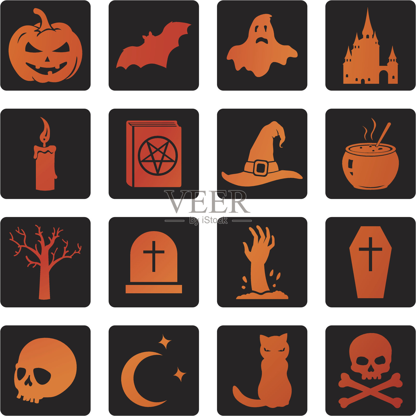 矢量集的万圣节图标插画图片素材