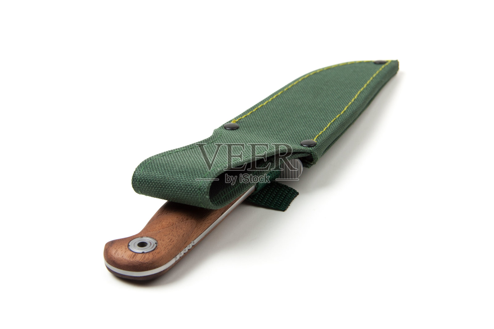 木柄猎刀，孤立的照片摄影图片