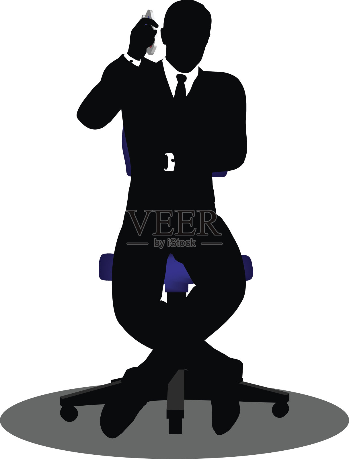 商务人士坐在电话旁剪影插画图片素材