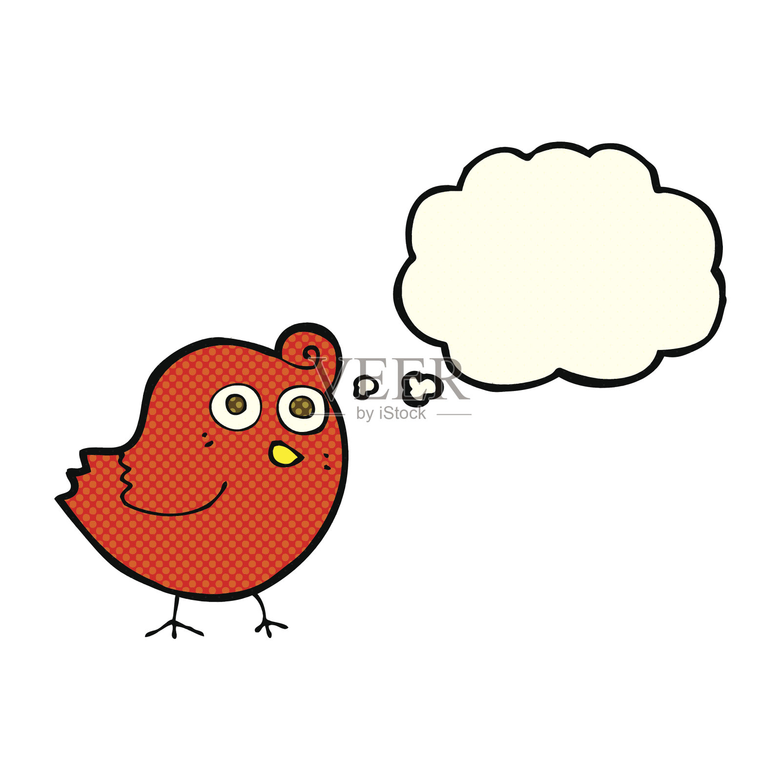 有趣的卡通鸟与思想泡沫设计元素图片