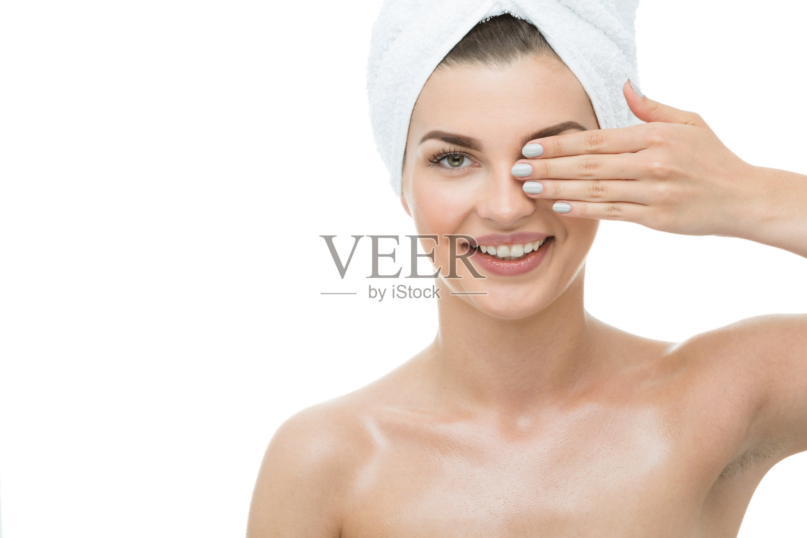 漂亮女孩遮住眼睛照片摄影图片