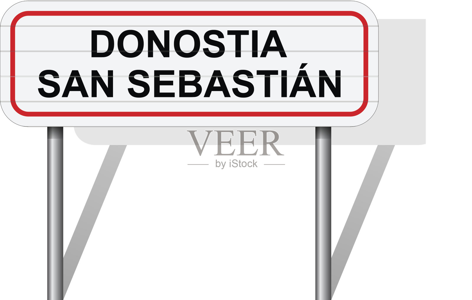 欢迎来到多诺斯蒂亚-圣塞巴斯蒂安西班牙路牌向量插画图片素材