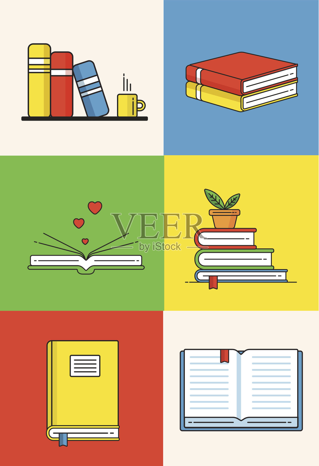 书集采用线条设计的潮流风格。插画图片素材