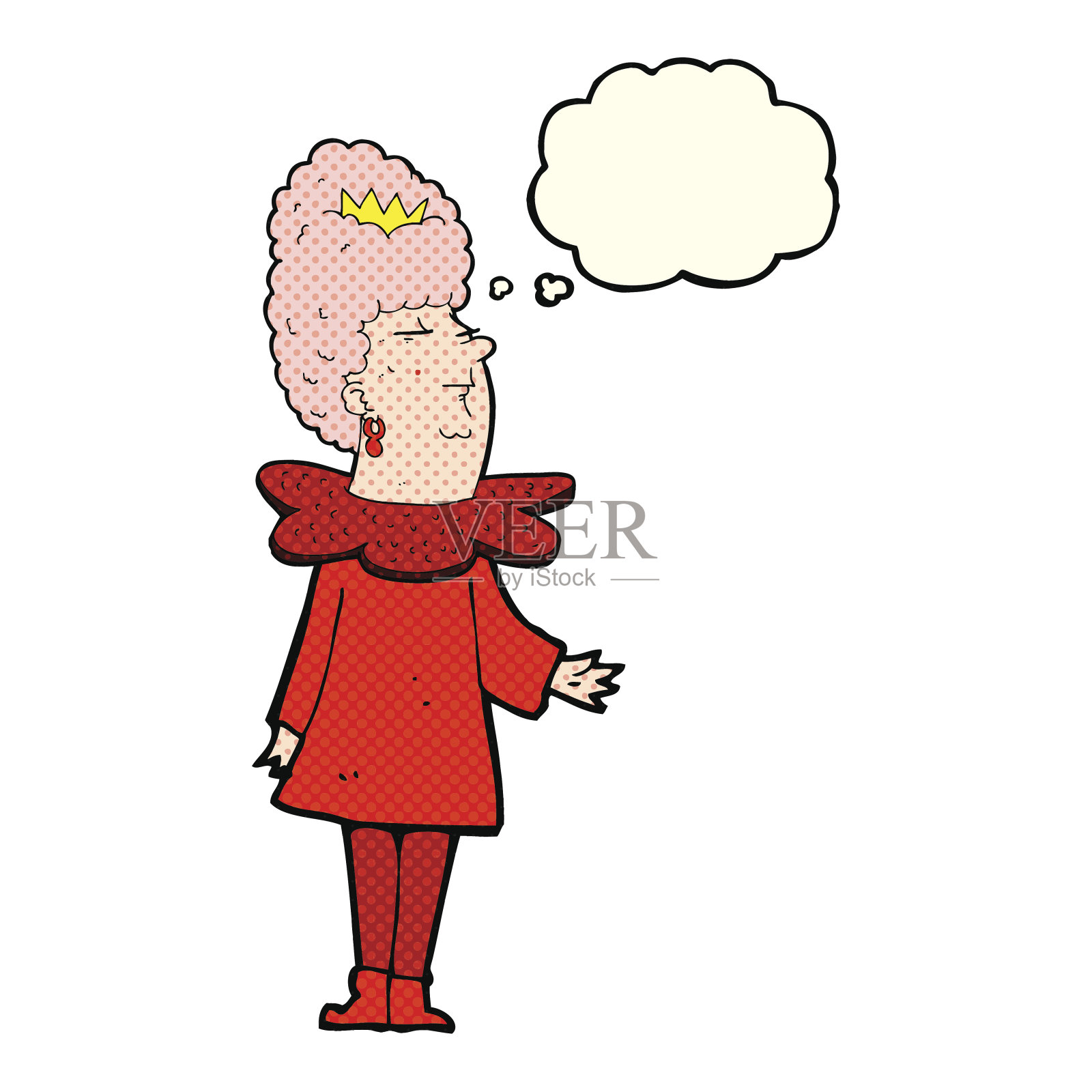卡通女王与思想泡泡插画图片素材