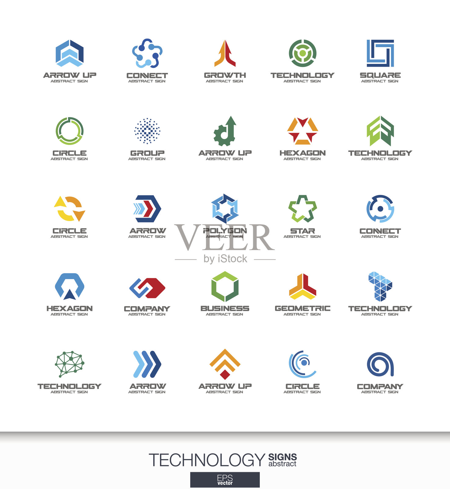 摘要标识为商业公司设置。技术，社交媒体，互联网设计元素图片
