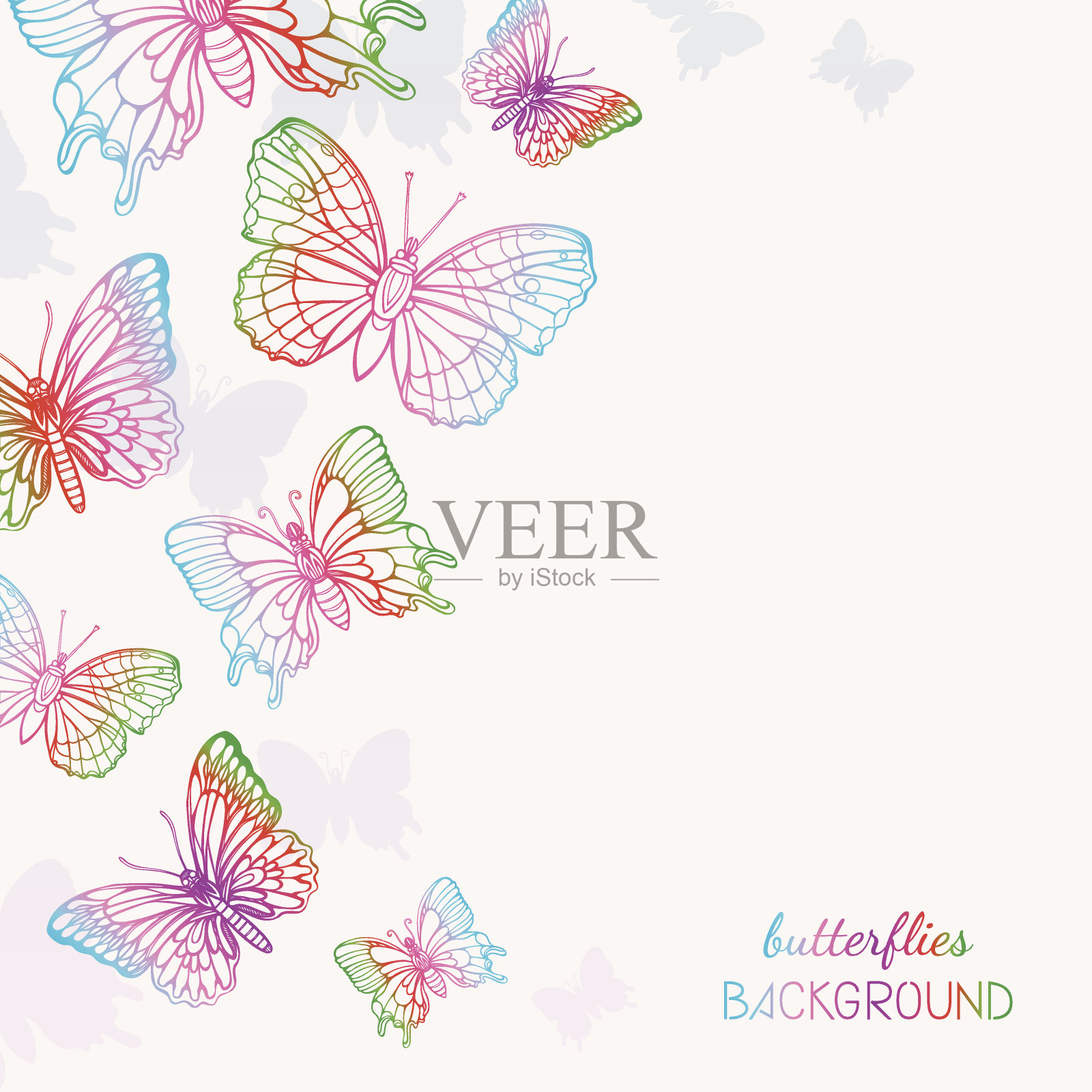 色彩斑斓的蝴蝶背景设计元素图片