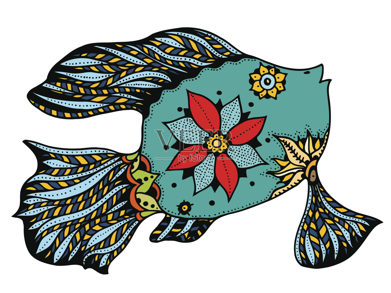 手绘的鱼插画图片素材