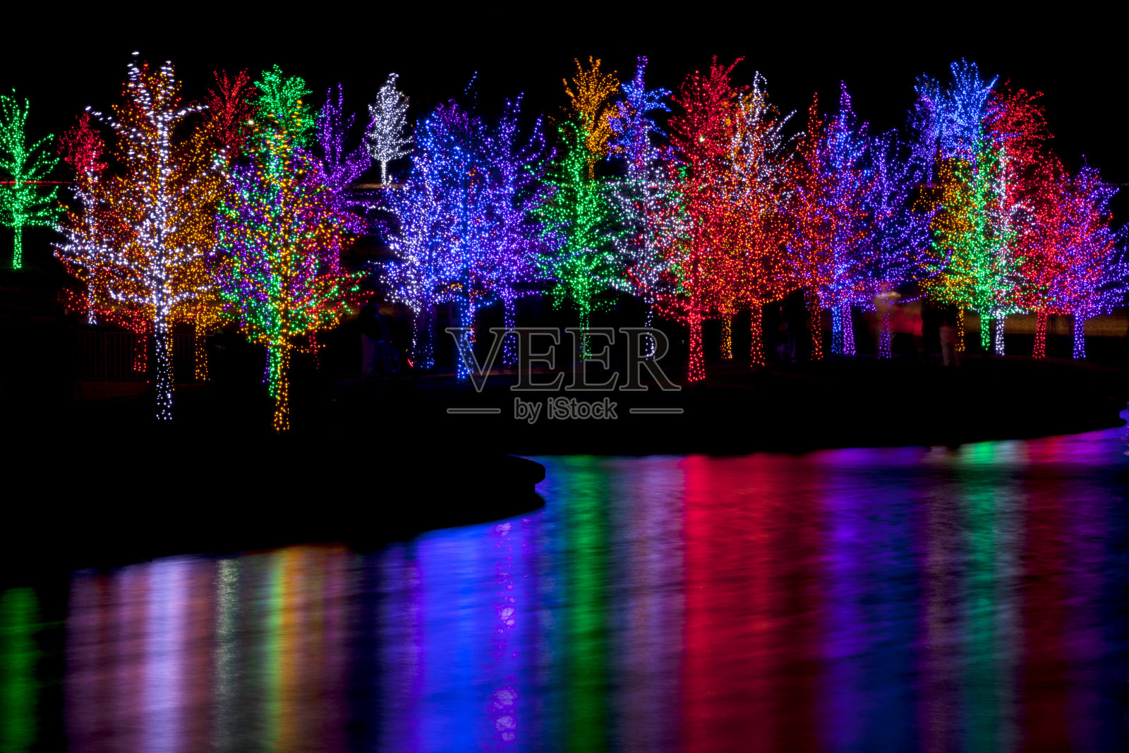 圣诞树被LED灯包裹着过圣诞节照片摄影图片